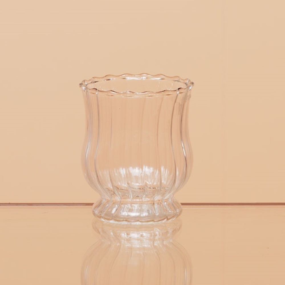 *Clear Glass Wavy Design Tea Light Candle Holder #79294 (NWT) #1